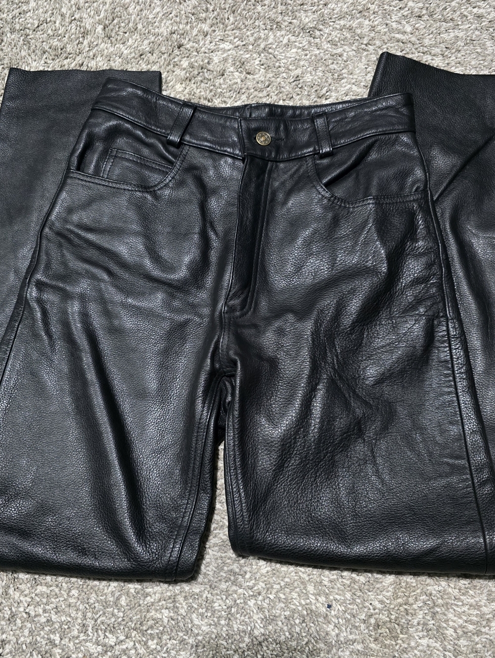 Vintage Vanguard Leather Black 5-Pocket Leather Pants Size 28